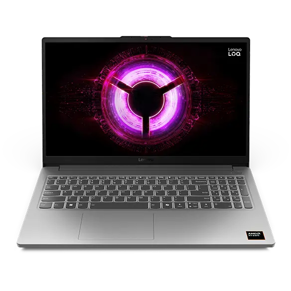 Front view of the Lenovo LOQ Essential 15ARP10 gaming laptop.