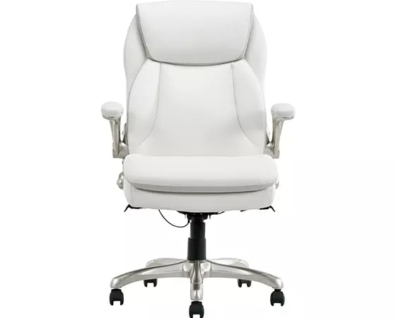 

Office Depot - Serta Smart Layers Brinkley Ergonomic Bonded Leather High-Back Manager Chair, White/Silver