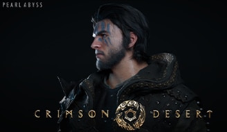 Escena del videojuego Crimson Desert con personaje en combate en un mundo abierto de fantasía