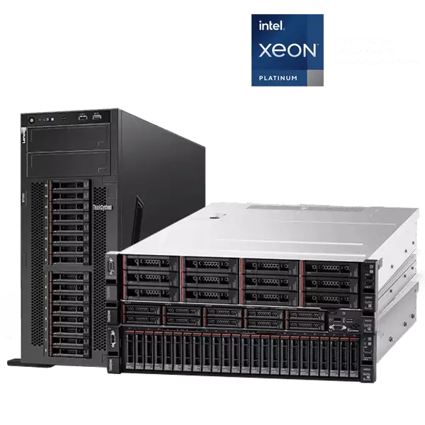 Lenovo ThinkSystem Servers powered by Intel - front facing left 3 group