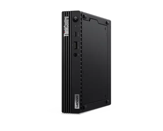 Vista laterale del desktop Lenovo ThinkCentre M75q di seconda generazione