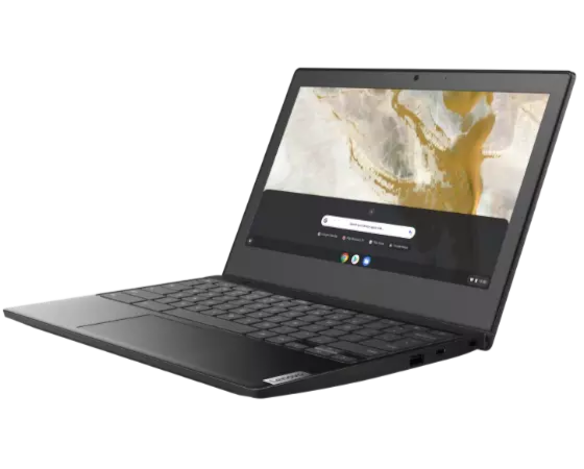 Lenovo IdeaPad 3 Chromebook 11 AMD set tre fjerdedele fra højre side