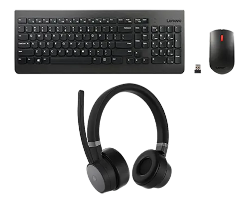 Lenovo Pacote de trabalho 1 - teclado e mouse, fone de ouvido