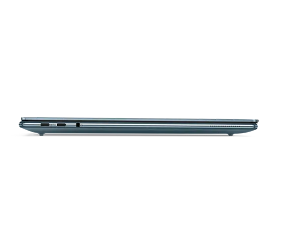 Right side profile view of closed Yoga Slim 7 Gen 8 laptop