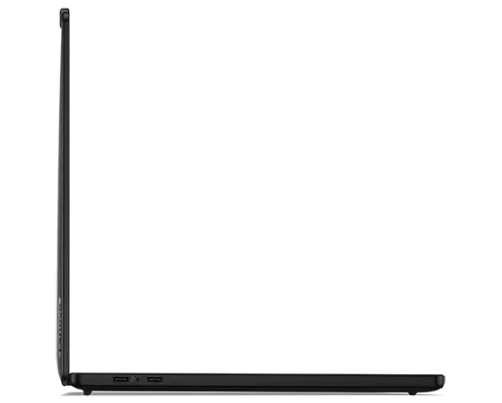 Left-side profile of the Lenovo ThinkPad X13s laptop open 90 degrees.
