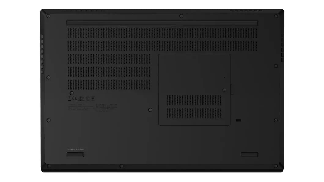 Vue de dessous du portable Lenovo ThinkPad P15 fermé