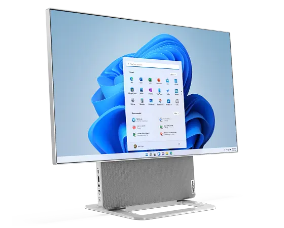 Yoga AIO 7 Gen 8 PC facing right with display turned on