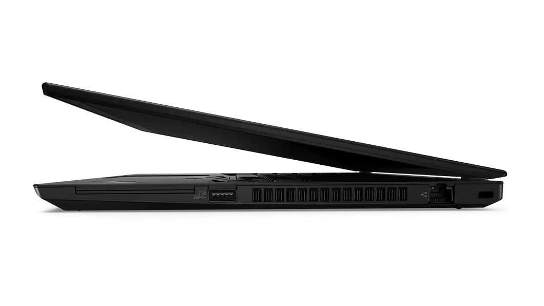 Primer plano del TrackPoint y el TrackPad de la laptop Lenovo ThinkPad T14 de 2da generación (14'' AMD), en negro