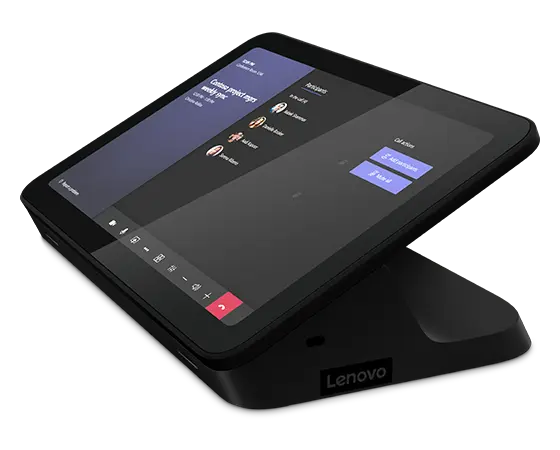 Side view of Lenovo IP Controller showing Microsoft Teams interface, part of Lenovo ThinkSmart Core Full Kit with IP Controller for Teams