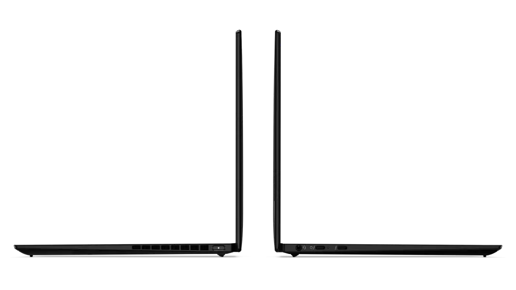 Vistas laterales de izquierda y derecha de la laptop ThinkPad X1 Nano de 13” de espaldas