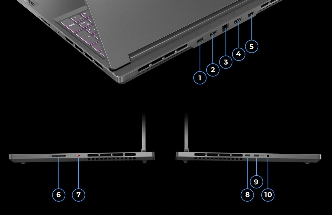 Lenovo Legion Slim 5 16" WQXGA (2560 x 1600) 8va Gen (16”, AMD 7 7840HS 16GB 1TB 2 Laptop Lenovo Legion Slim 5 8va Gen (16”, AMD)