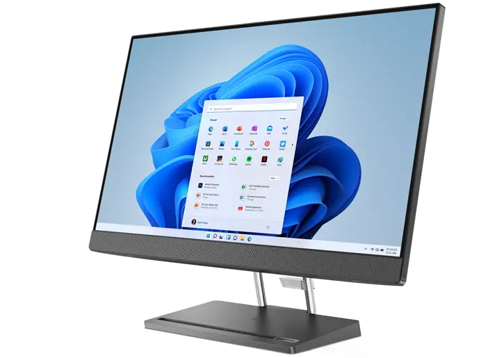 IdeaCentre AIO 5i Gen 7 front facing left, Windows 11 on screen 