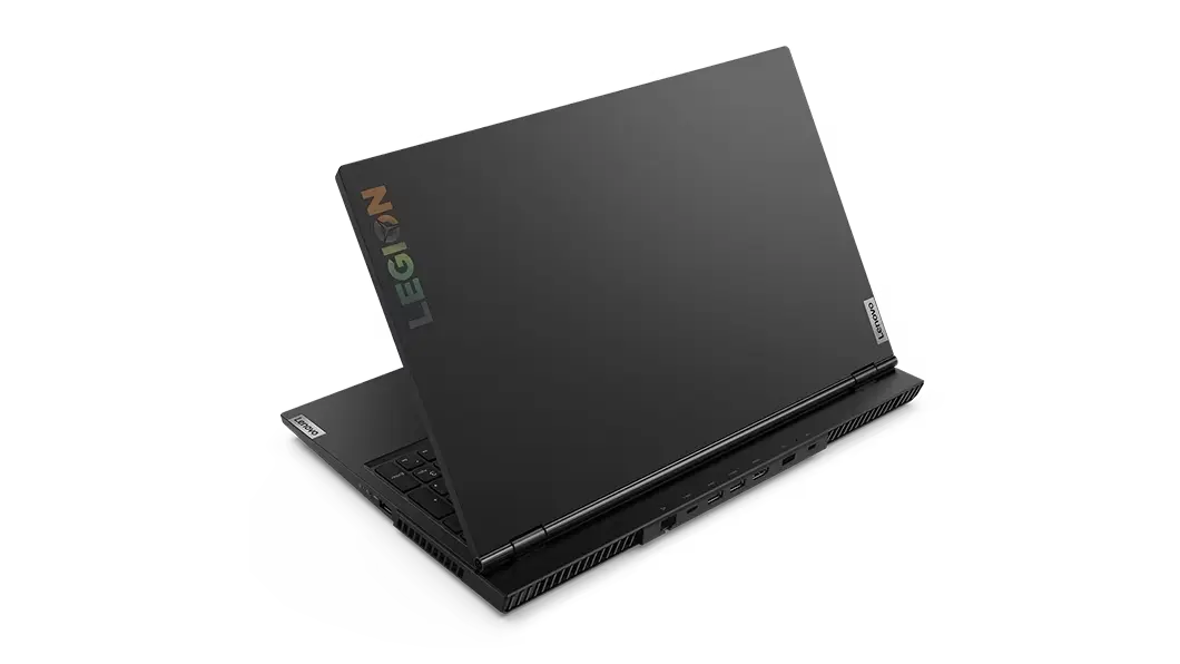 Left rear view of the Lenovo Legion 5 15 laptop, folded