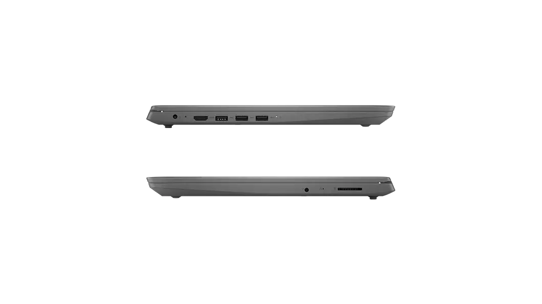 Two Lenovo V15 laptops – stacked left and right side views