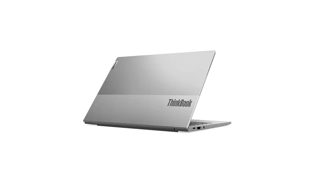 Vista posterior en ángulo lateral derecho del portátil Lenovo ThinkBook 13s de 2.ª generación (Intel)