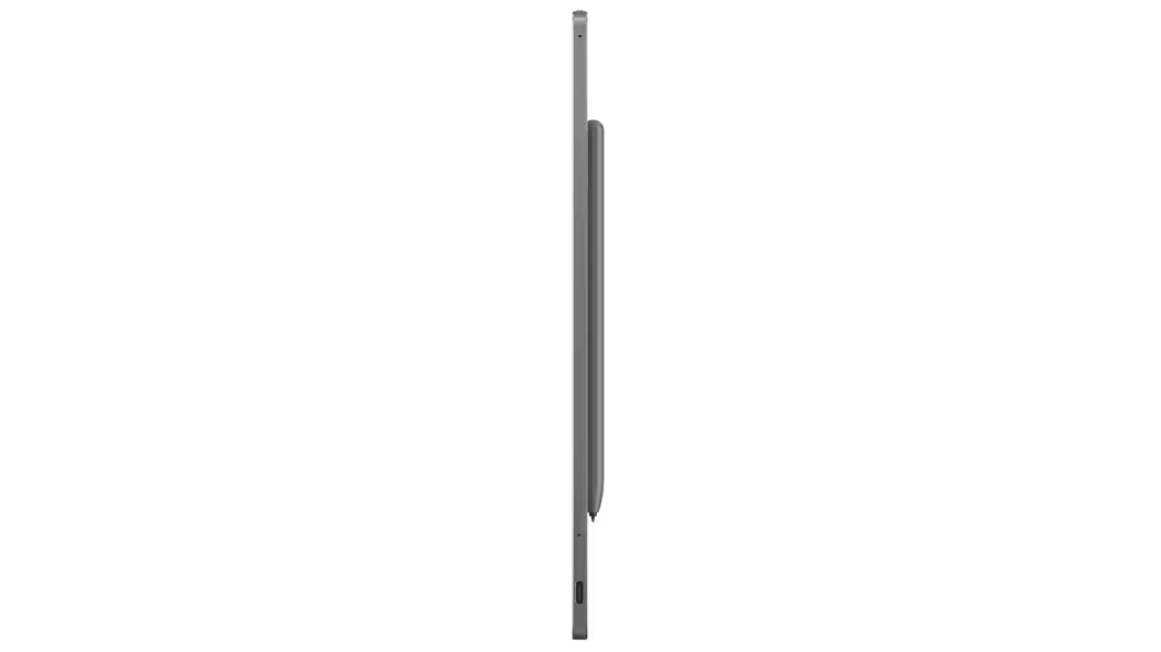 Side profile of Lenovo Smart Paper E-Ink reader, laid flat, showing right side