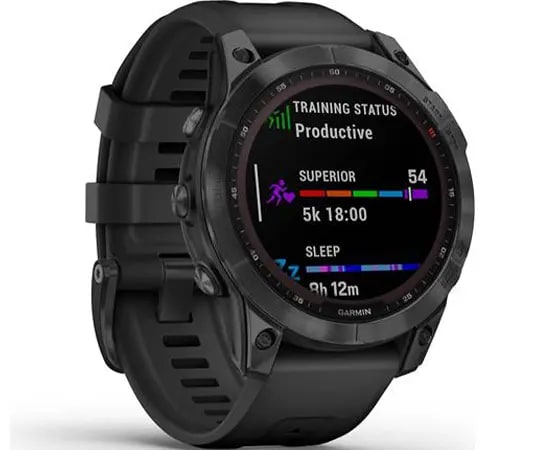 Garmin fēnix 7 Sapphire Solar GPS Smartwatch - Black DLC Ti w/Black Band