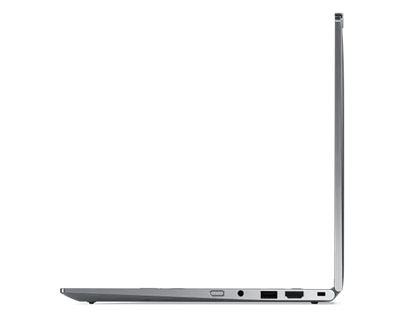 Right-side profile of the Lenovo ThinkPad X1 2-in-1 convertible laptop open 90 degrees. 