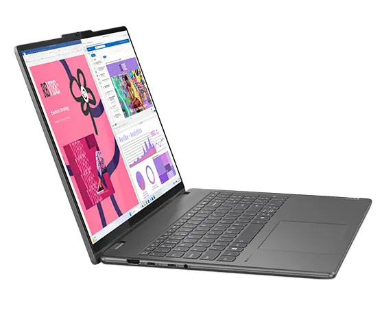 Schrägansicht von links des Yoga 7 2-in-1 Gen 9 (16 Intel) im Laptop-Modus