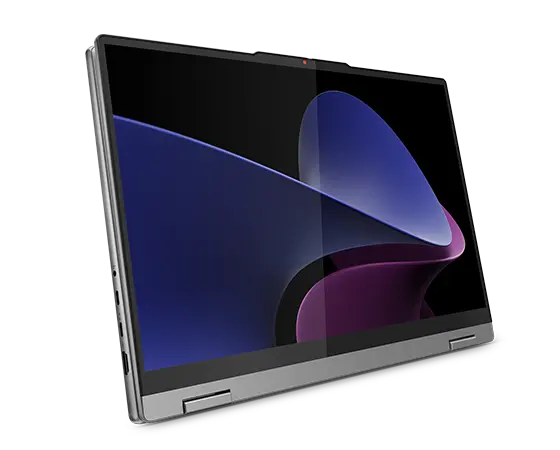Vorderseite des Lenovo IdeaPad 5 2-in-1 Gen 9 (16'' Intel) im Tablet-Modus mit eingeschaltetem Bildschirm