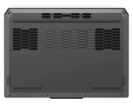 Vista inferior de la laptop Lenovo LOQ Gen 9 (15”, AMD), cerrada