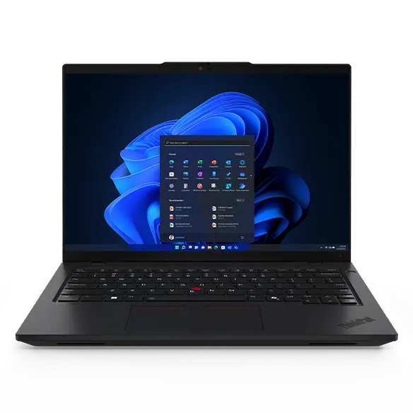 Notebook Lenovo ThinkPad L14 Gen 5 von vorne mit Startbildschirm auf dem Display