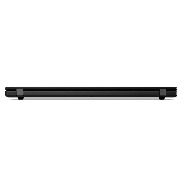 Vista del portátil Lenovo ThinkPad T14s de 4.ª generación girado hacia atrás, con la cubierta cerrada.