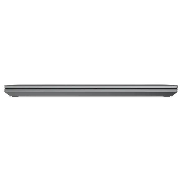 Lenovo ThinkPad T14 Gen 4 (14″ Intel) Notebook in Storm Grey, um 90 Grad geöffnet, schräg mit Blick auf die Anschlüsse auf der linken Seite, die Tastatur und das Display