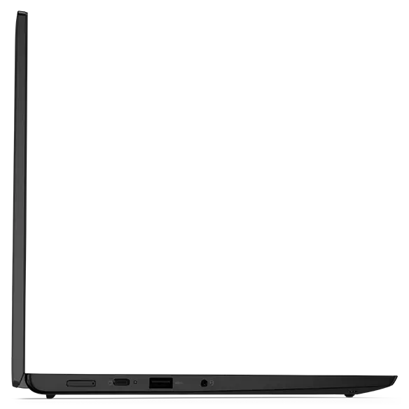 Left-side profile of Lenovo Thinkpad L13 Gen4 in laptop mode, open 90 degrees.