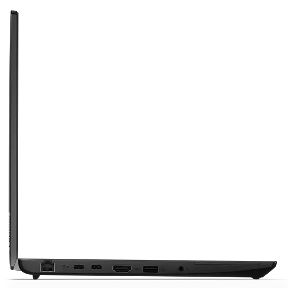 Lenovo ThinkPad L14 Gen 4 (14” AMD) Notebook – Ansicht von links, Gehäusedeckel geöffnet