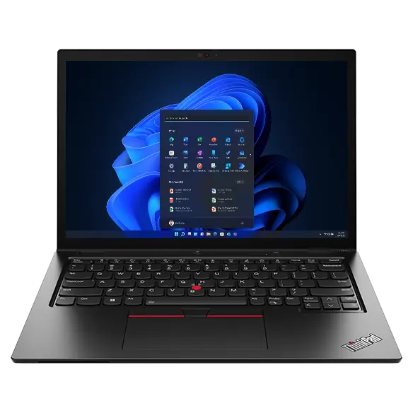 Front-facing Lenovo ThinkPad L13 Yoga Gen 4 2-in-1 laptop with focus on the 13.3 inch display.