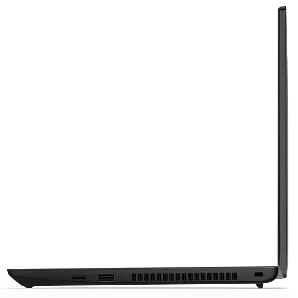Right-side profile of Lenovo ThinkPad L14 Gen 3 laptop open 90 degrees.
