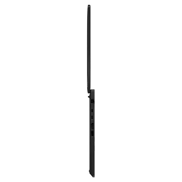 Aperçu du côté droit de l'ordinateur portable Lenovo ThinkPad L14 Gen 5, ouvert à 180 degrés.