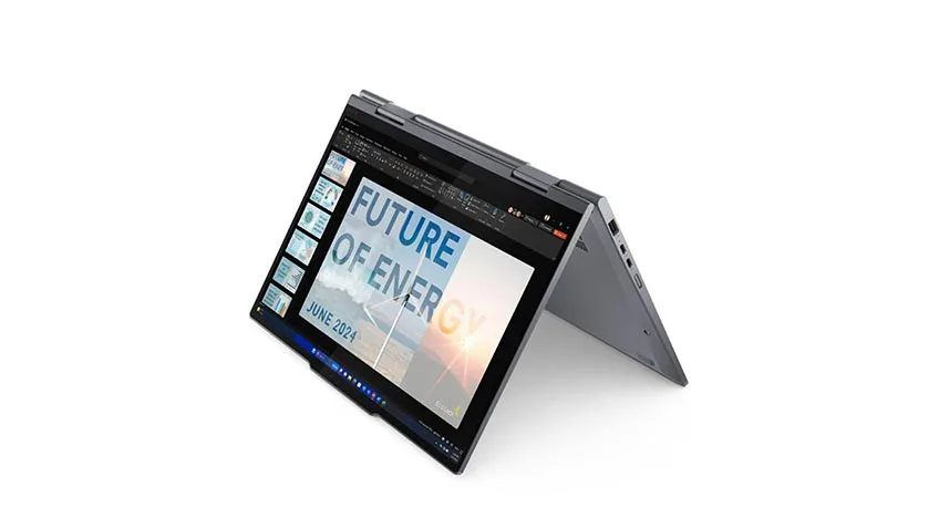 A ThinkPad X1 2-in-1 Gen 9 folded into tent mode.