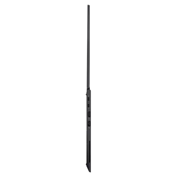 Right side profile of ThinkPad X13 Yoga Gen 3 (13&quot; Intel), opened 180 degrees, showing thinness and ports