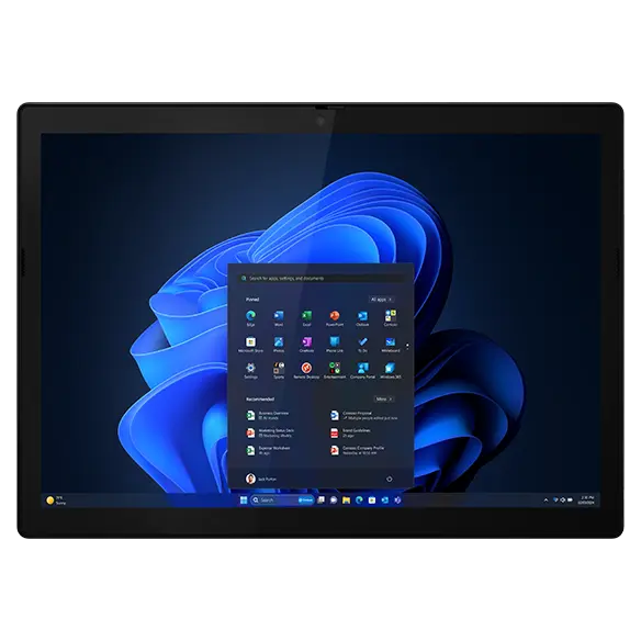 Front facing Lenovo ThinkPad X12 Detachable Gen 2 laptop in tablet mode.