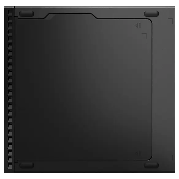Right-facing Lenovo ThinkCentre M70q Gen 4 Tiny (Intel) PC, showing right-side panel