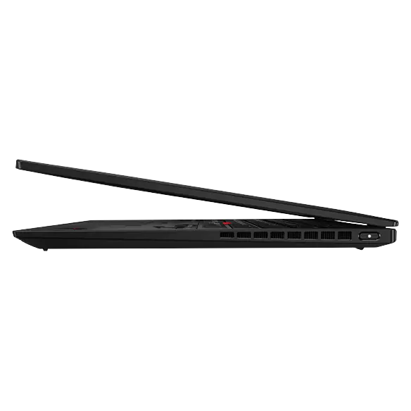 Right-side profile of the Lenovo ThinkPad X1 Nano Gen 3 laptop open slightly, showcasing ports & slots.
