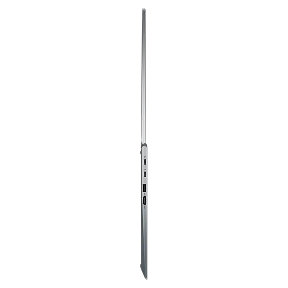 Super slim profile of the Lenovo ThinkPad X1 Yoga Gen 8 2-in-1 open 180 degrees.