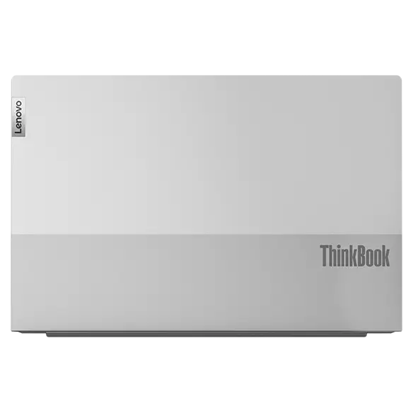 Overhead shot of top cover on the Lenovo ThinkBook 15 Gen 5 laptop showing dual tone.