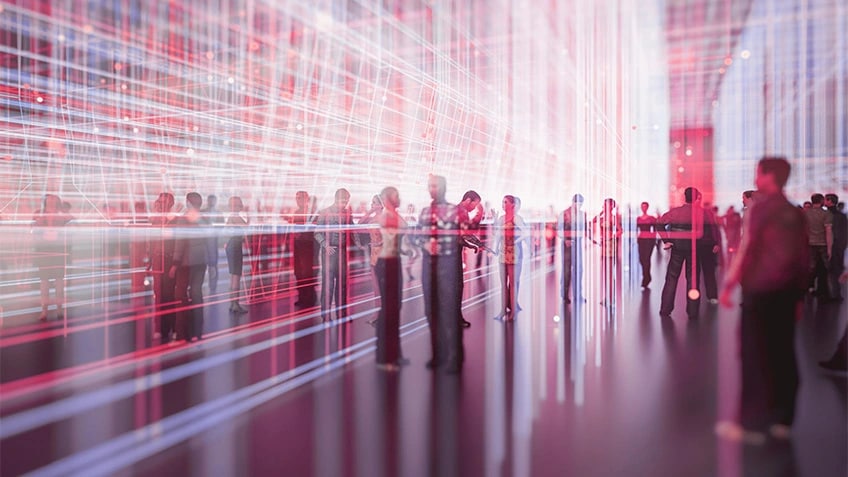 A crowd of people in a Virtual environment