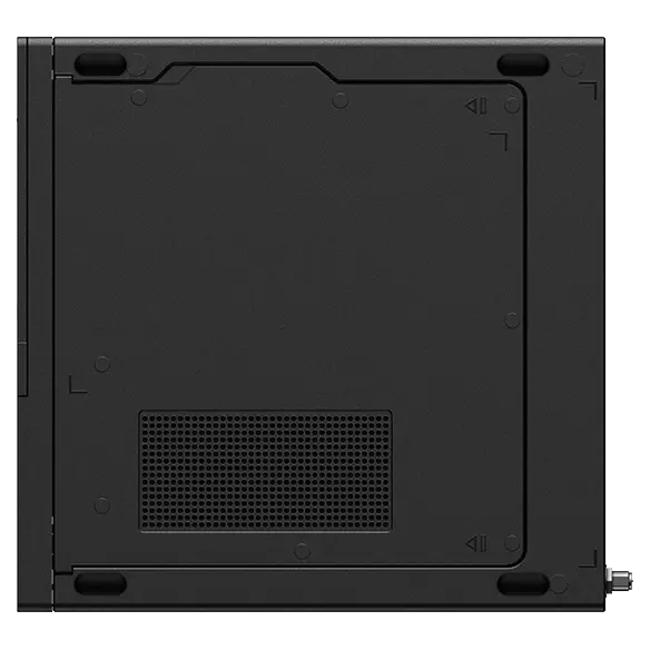 Aerial view of Lenovo ThinkStation P3 Tiny Workstation, showing left-side panel