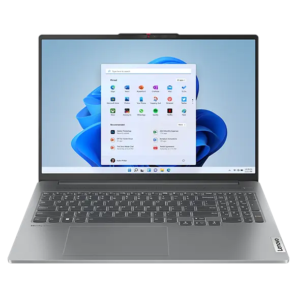 Front-facing IdeaPad Pro 5 Gen 8 laptop with display on