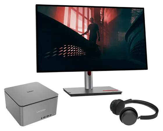 Lenovo ThinkCentre Neo Ultra (i7 16G 1T RTX 4060) + ThinkVision P27q-30 + Cuffie Bluetooth Processore Intel® Core™ i7-14700 vPro® di quattordicesima generazione (E-core fino a 4,2 GHz P-core fino a 5,3 GHz)/Windows 11 Pro 64/1 TB SSD Performance TLC Opal