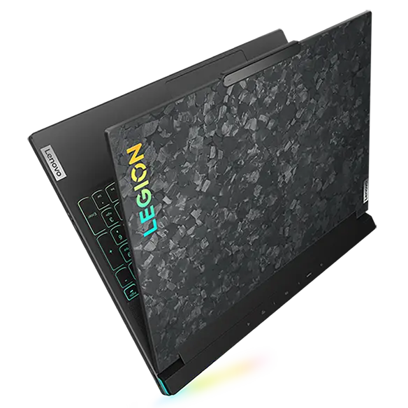 Legion 9i Gen 8 (16″ Intel) floating with view of Forged Carbon top cover