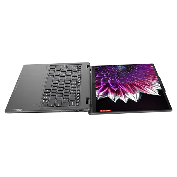 The Yoga 7 2-in-1 Gen 9 (14 Intel) opened 180 degrees and laying flat