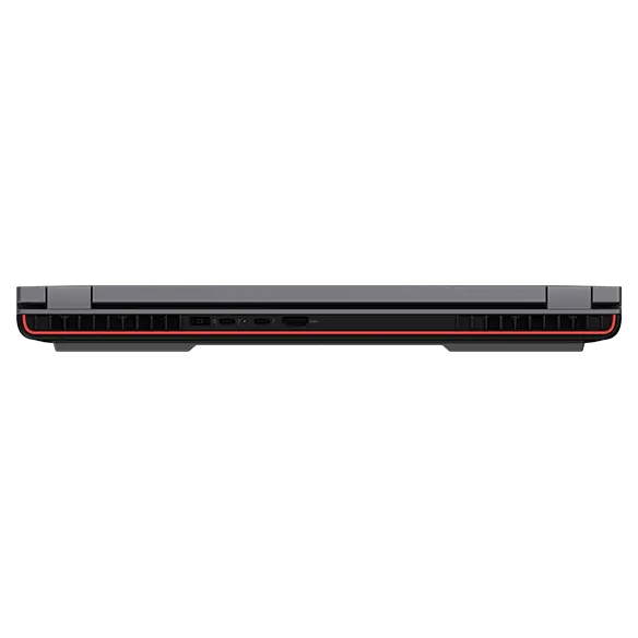 Rear profile of ThinkPad P16 (16″ Intel) mobile workstation, closed, showing ports and vents