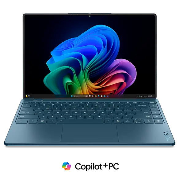 Vorderansicht des Yoga Slim 9i Gen 10 (14“ Intel), aufgeklappt.