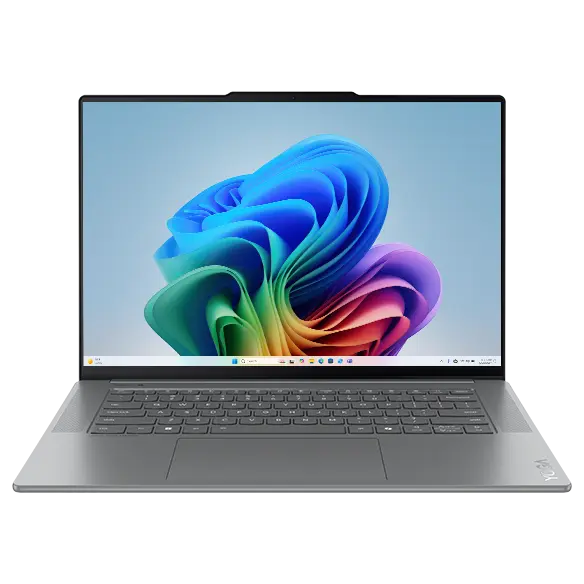 Front view of an opened Yoga Slim 7i Gen 9 Aura Edition (15″ Intel)