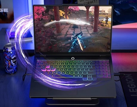 Demonstrates responsive input and visual flow on the Legion Pro 5i Gen 10’s RGB gaming keyboard.